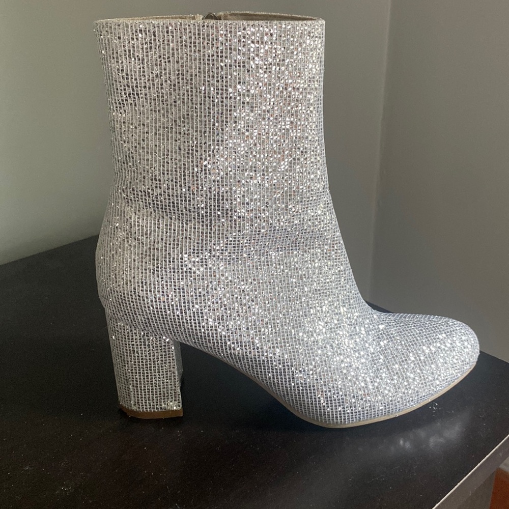 Glitter Chunky Heel Boots